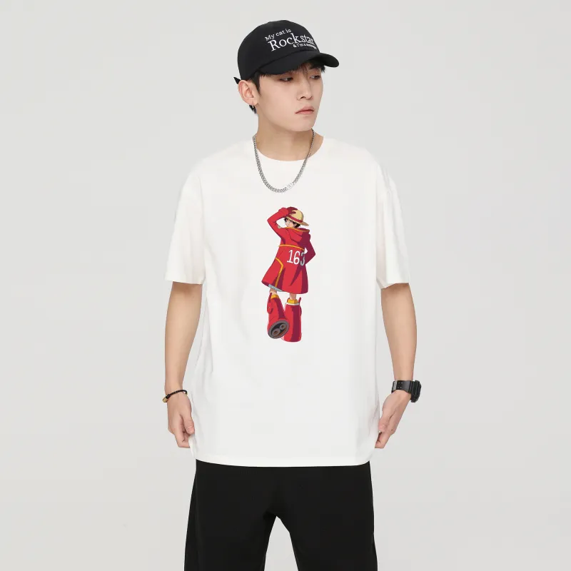 ONE PIECE Trendy Heavyweight Open Back Short Sleeved T Shirts Men's-1
