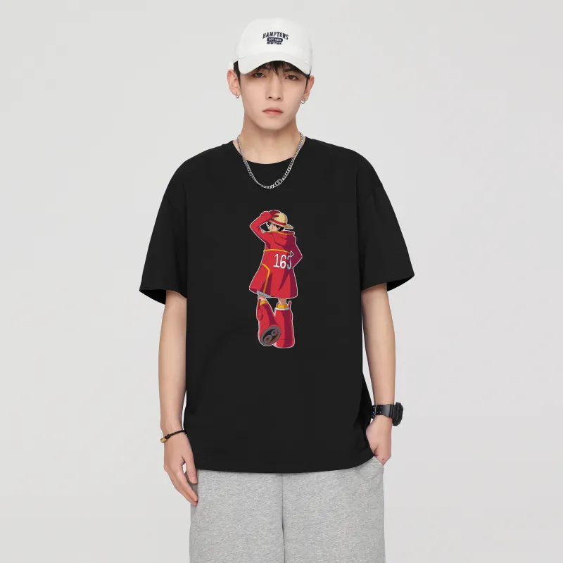ONE PIECE Trendy Heavyweight Open Back Short Sleeved T Shirts Men's-7