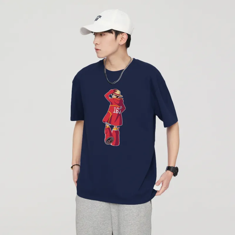 ONE PIECE Trendy Heavyweight Open Back Short Sleeved T Shirts Men's-4
