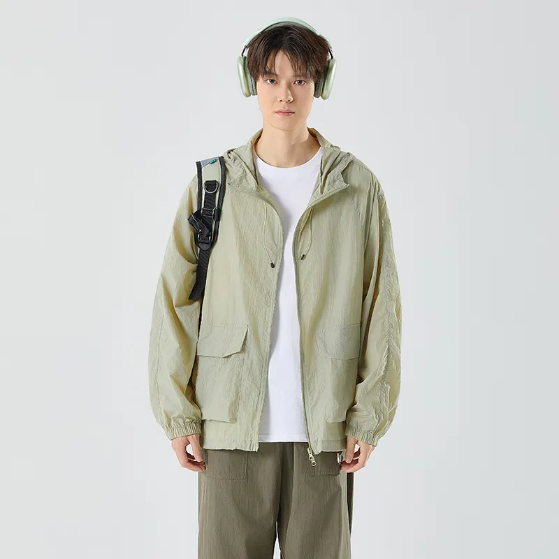 ONE PIECE Casual Sun Protection Clothing Men's Solid Color Basic-2