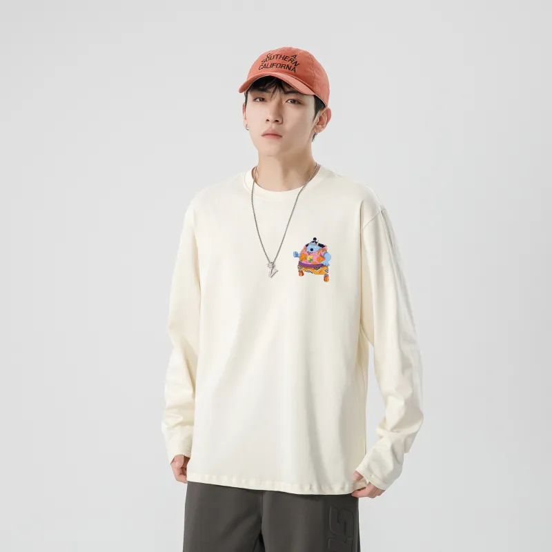 ONE PIECE Students' Casual Long Sleeved T Shirt Men's Solid Color Basic-14