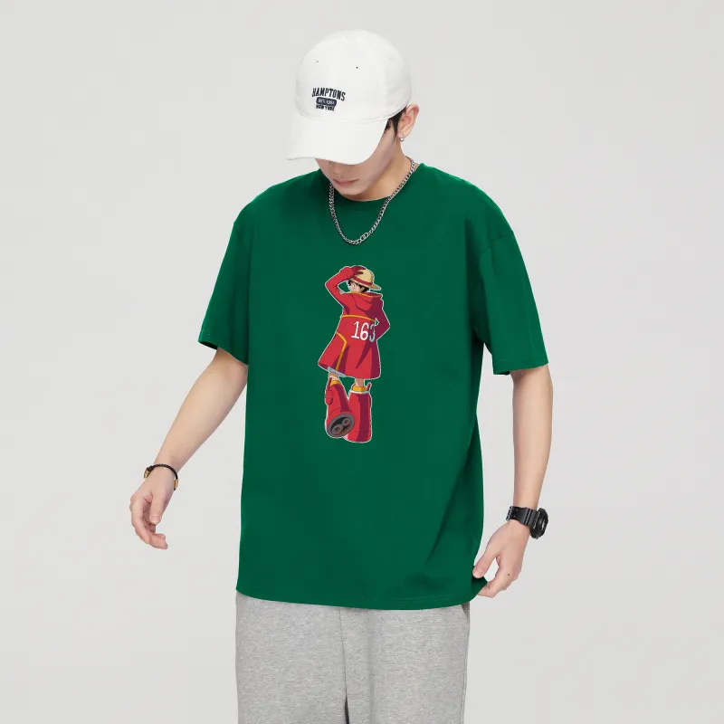 ONE PIECE Trendy Heavyweight Open Back Short Sleeved T Shirts Men's-16
