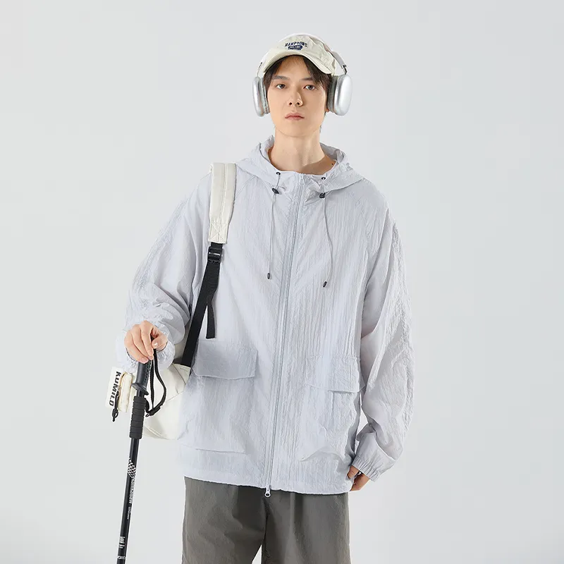 ONE PIECE Casual Sun Protection Clothing Men's Solid Color Basic-9