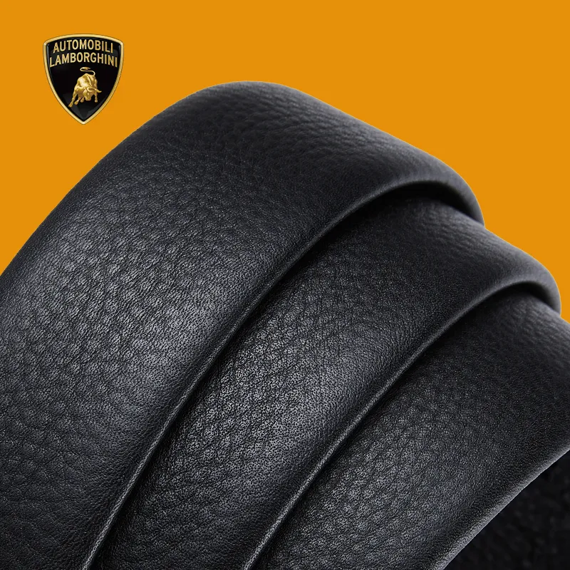 Automobili Lamborghini Cow Leather Automatic Buckle Belt, Premium Elegance Belt Men's Gunmetal Width 3.5cm Gift Box Set-4