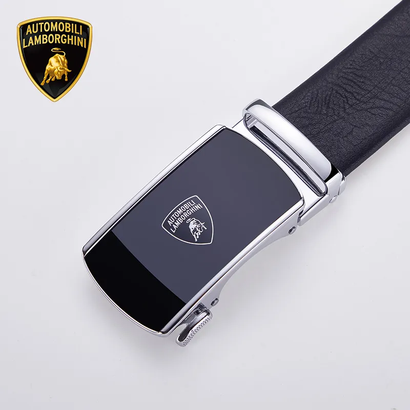 Automobili Lamborghini Cow Leather Belts Men's Width 3.5cm-4