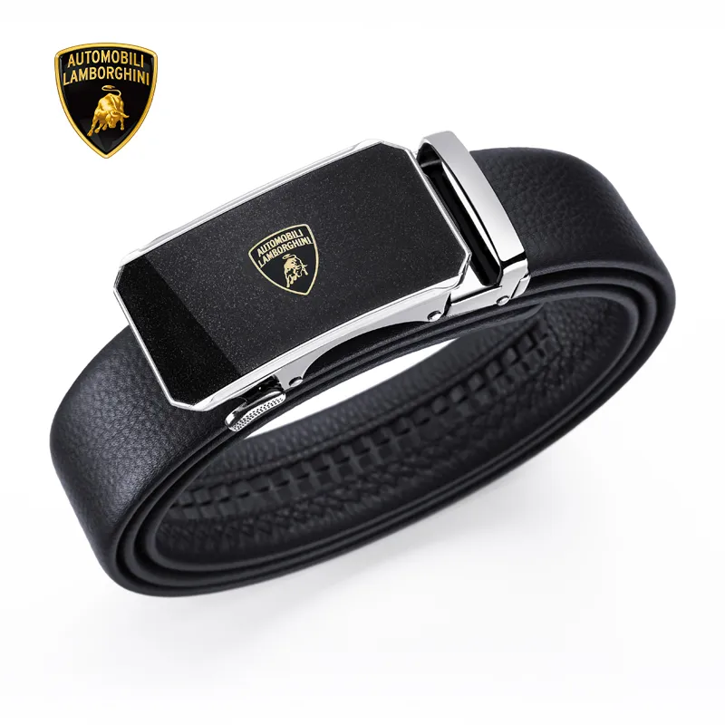Automobili Lamborghini Cow Leather Belts Men's 3.5cm-2