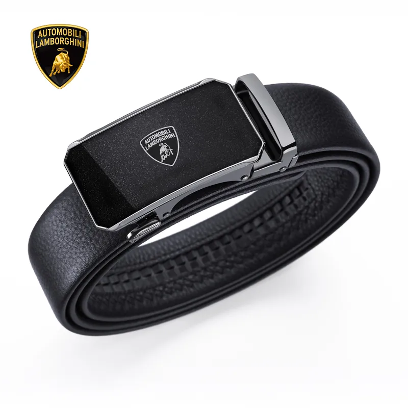 Automobili Lamborghini Cow Leather Belts Men's 3.5cm-7