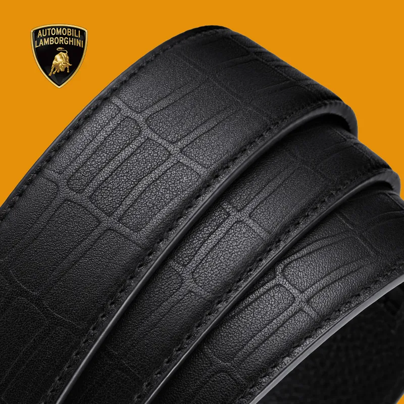Automobili Lamborghini Cow Leather Belts Men's 3.5cm Gift Box Set-4