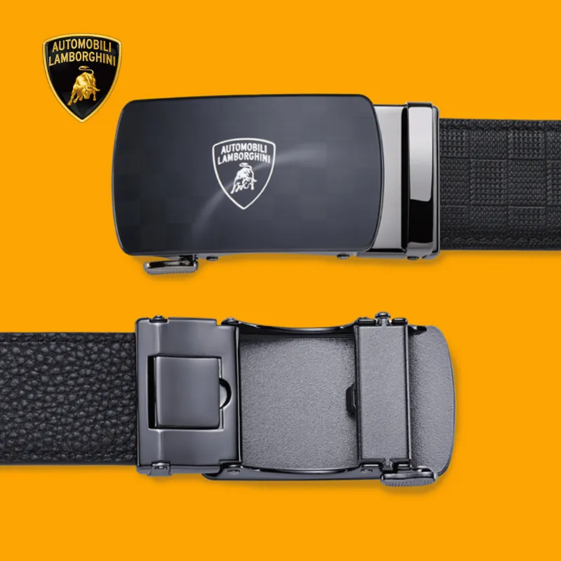 Automobili Lamborghini Cow Leather Belts Men's Width 3.5cm-6