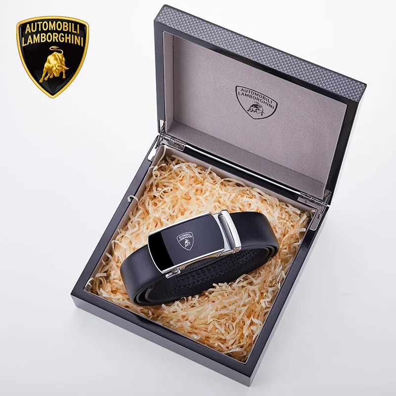 Automobili Lamborghini Cow Leather Belts Men's Width 3.5cm-8