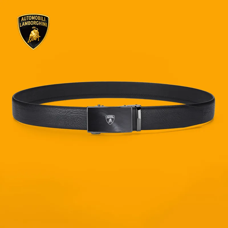 Automobili Lamborghini Cow Leather Belts Men's 3.5cm-2