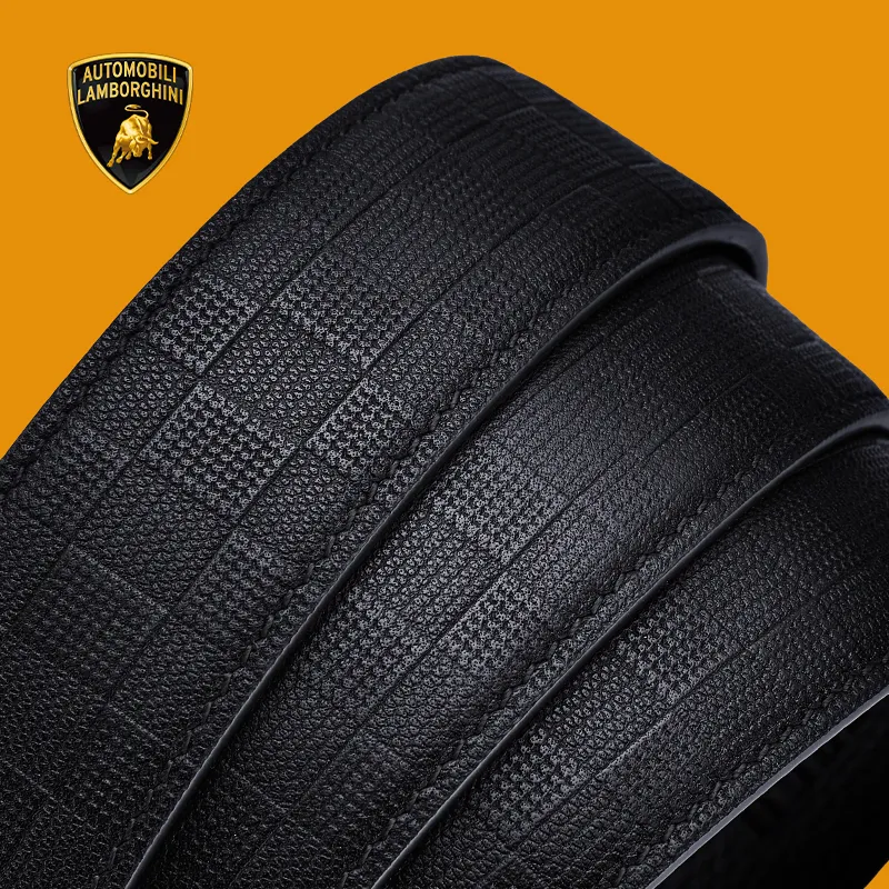 Automobili Lamborghini Cow Leather Belts Men's Width 3.5cm-5