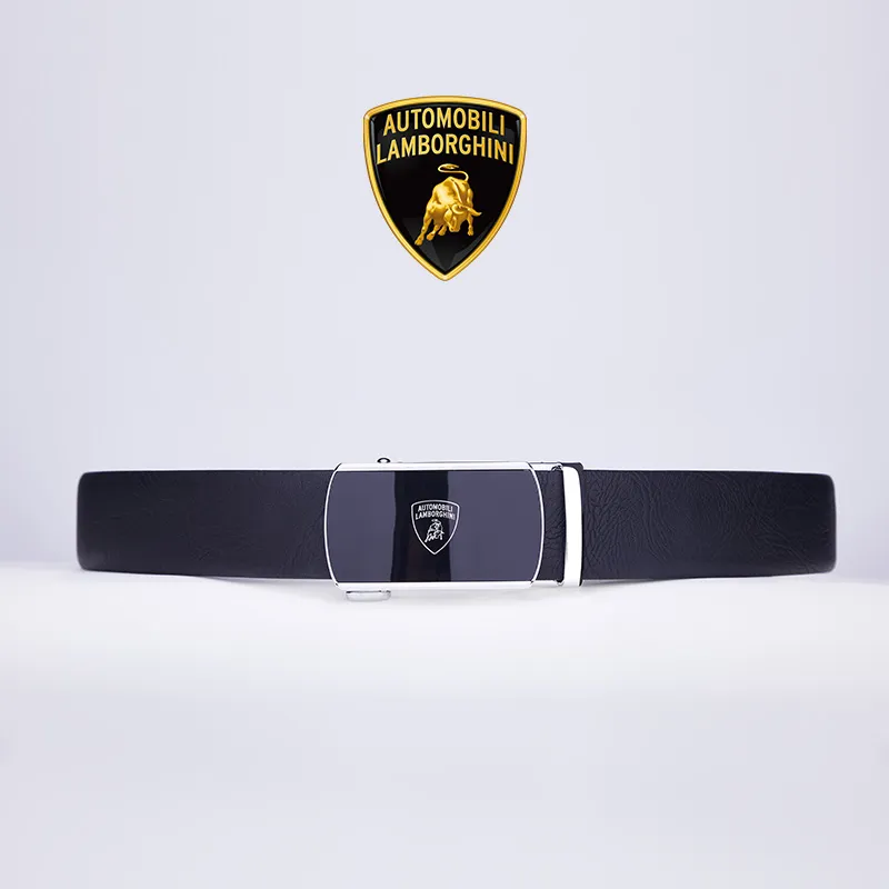 Automobili Lamborghini Cow Leather Belts Men's Width 3.5cm-5