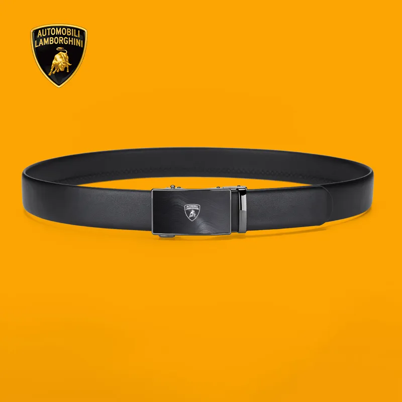 Automobili Lamborghini Cow Leather Belts Men's 3.5cm-4
