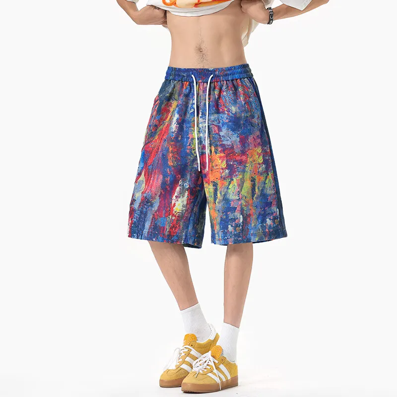 / Casual Shorts Unisex Rainbow Graffiti-4