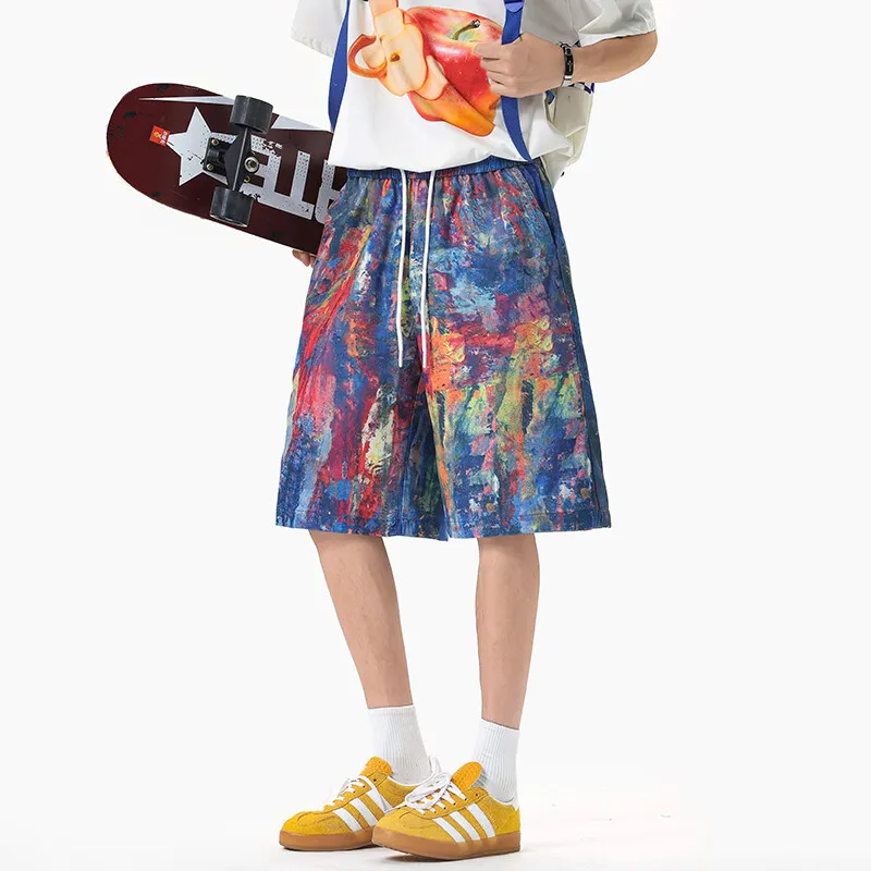 / Casual Shorts Unisex Rainbow Graffiti-2