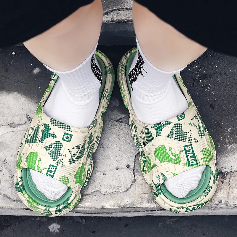 FCMM Slide Slippers Unisex White Green/Black Orange-5
