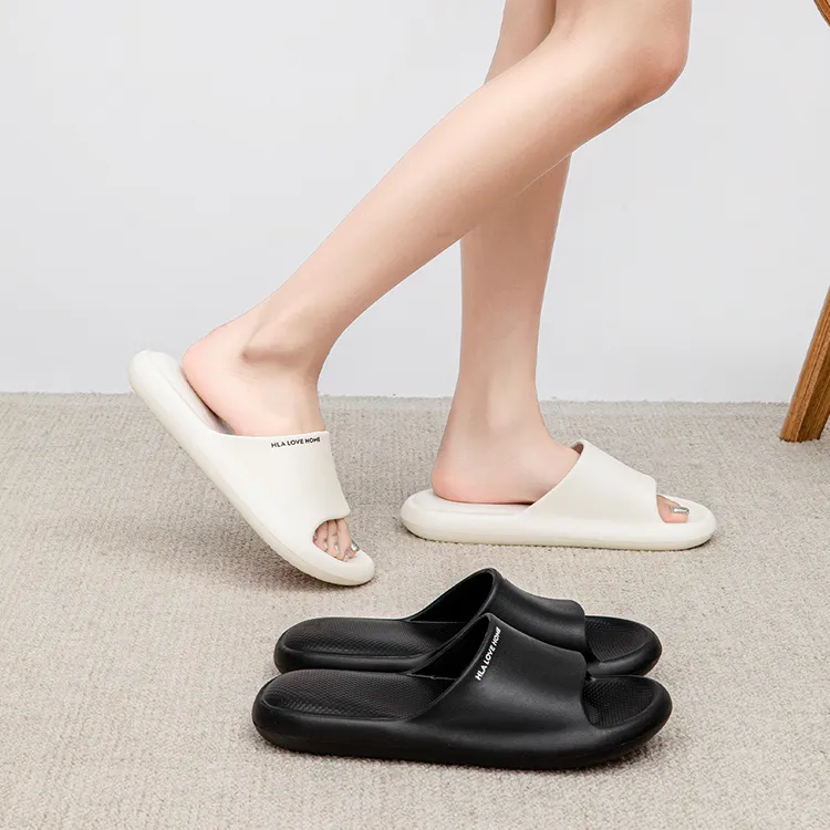HLA Couple Home Slippers, Summer Minimalist Style Lightweight Bathroom Bathing Slip Resistant Slippers-4
