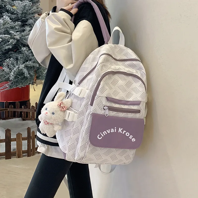 CinvaiKrose Fabric Backpack Travel Bag Tubas Women's Light Purple/Light Blue-1