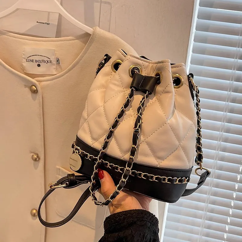 CinvaiKrose Shoulder Bags White Diamond Pattern-6