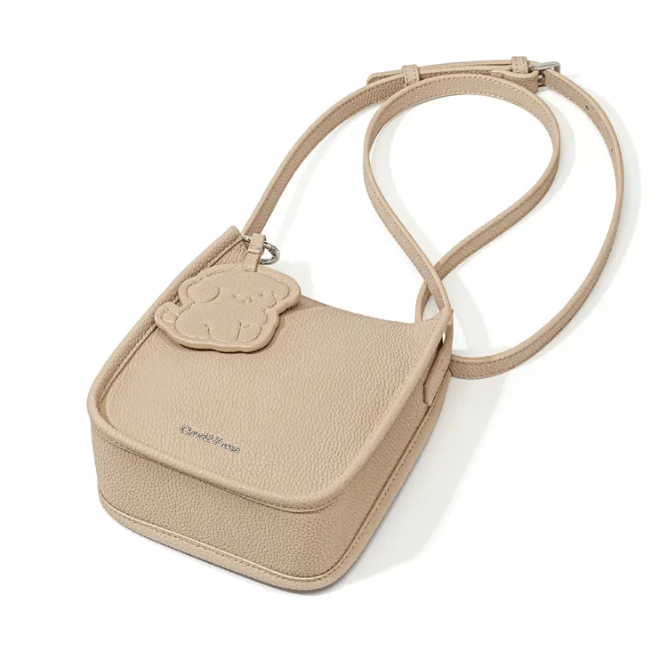 CinvaiKrose Cow Leather Shoulder Bag, Crossbody Bag, Summer Cell Phone Pouch, Small Bag Trumpets Women's Ecru/Khaki-8