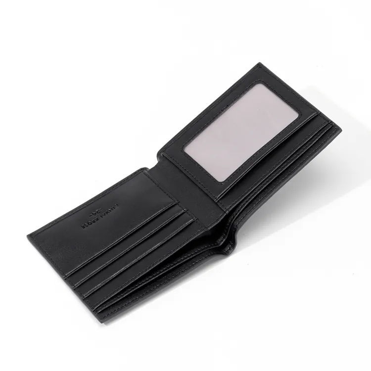 CinvaiKrose Cow Leather With Synthetic Leather Wallet Men's Black-3