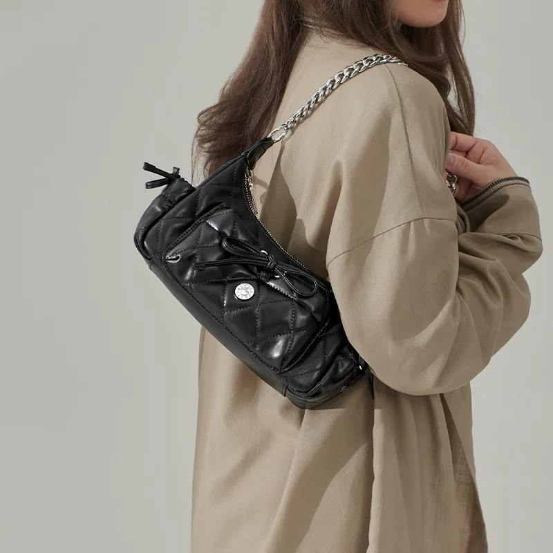 CinvaiKrose Synthetic Leather Shoulder Bag, Crossbody Bag, Portable Shoulder Bag Trumpets Women's Cream White/Black-8