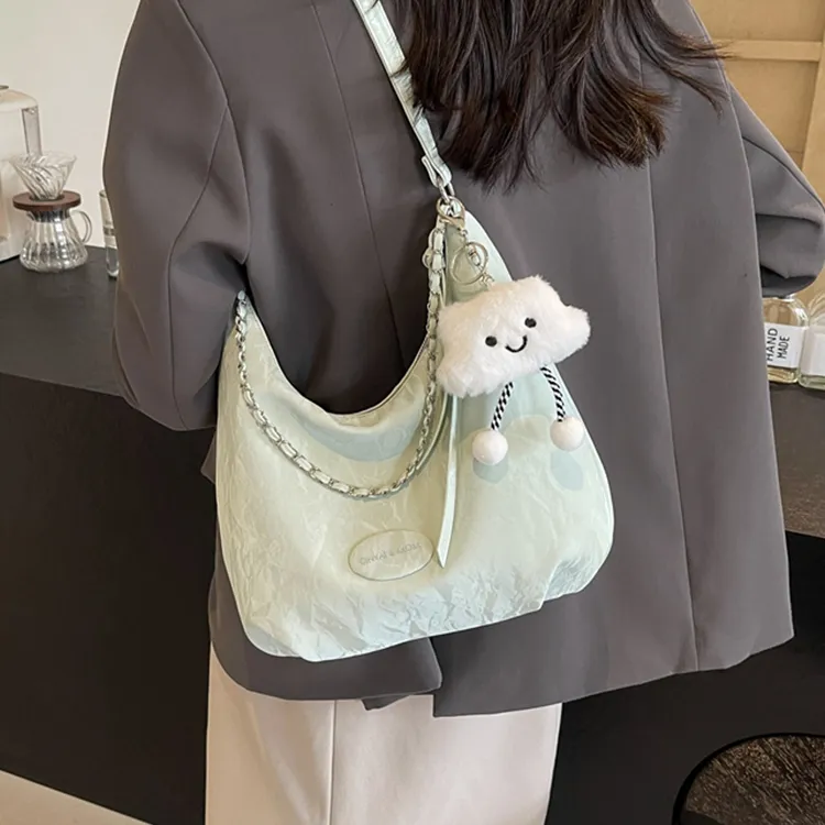 CinvaiKrose Synthetic Leather Tote Shoulder Bag Crossbody Bag Small Size Women's Ecru/Green/Black-7
