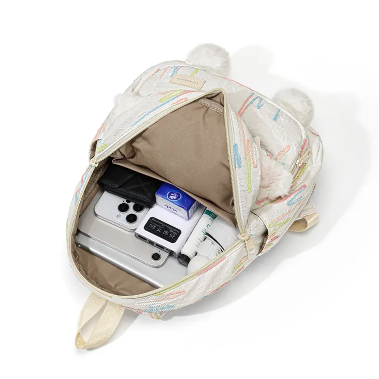 CinvaiKrose Fabric Backpack Travel Bag Trumpets Women's White Rainbow-5
