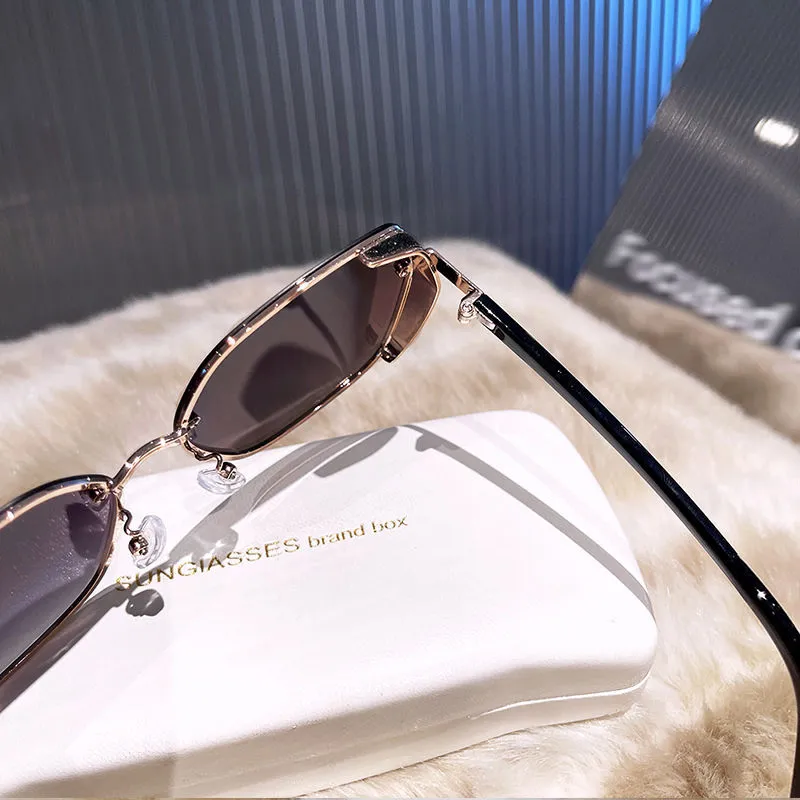 CinvaiKrose PC Metal Square Large Frame Sunglasses Women's-4