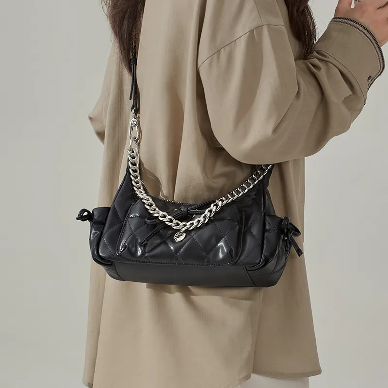 CinvaiKrose Synthetic Leather Shoulder Bag, Crossbody Bag, Portable Shoulder Bag Trumpets Women's Cream White/Black-7