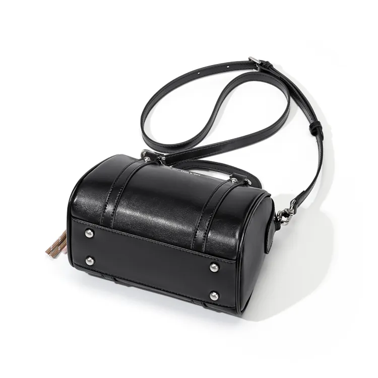 CinvaiKrose Cow Leather With Synthetic Leather Shoulder Bag, Crossbody Bag, Handbag Small Size Women's Ecru/Black-9