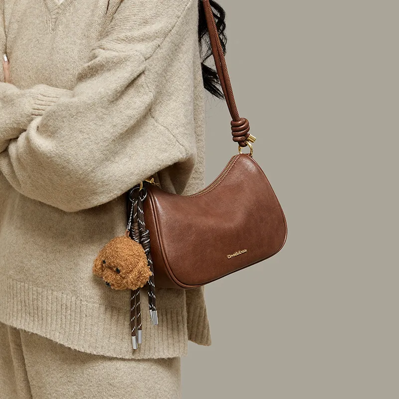 CinvaiKrose Cow Leather With Synthetic Leather Shoulder Bag, Crossbody Bag, Crescent Bag Small Size Women's Multicolor-9