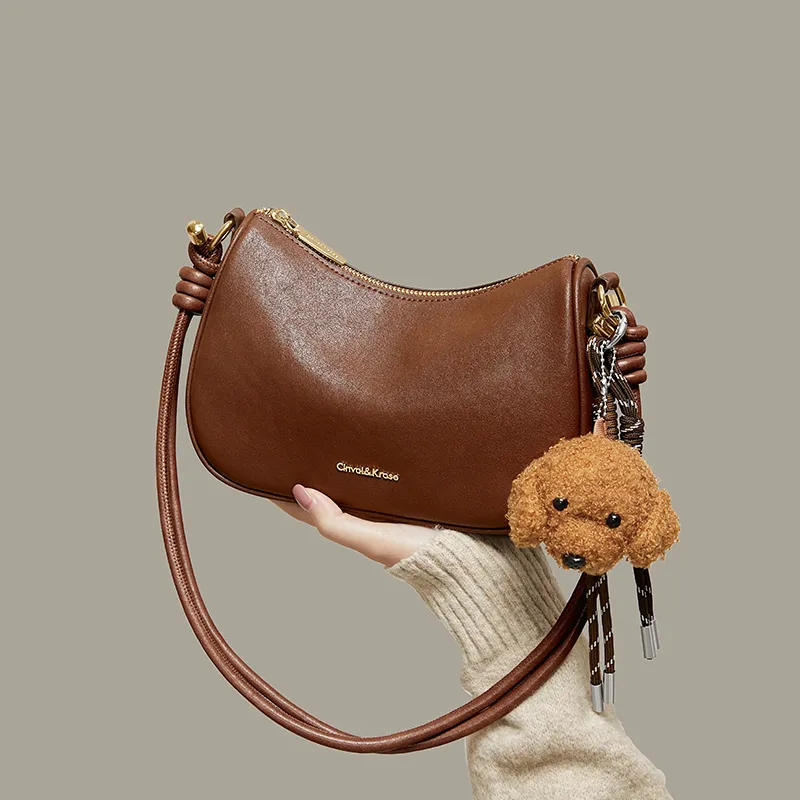 CinvaiKrose Cow Leather With Synthetic Leather Shoulder Bag, Crossbody Bag, Crescent Bag Small Size Women's Multicolor-8