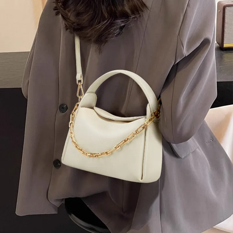 CinvaiKrose Cow Leather Lunch Bag, Shoulder Bag, Crossbody Bag, Handbag Trumpets Women's Ecru-1