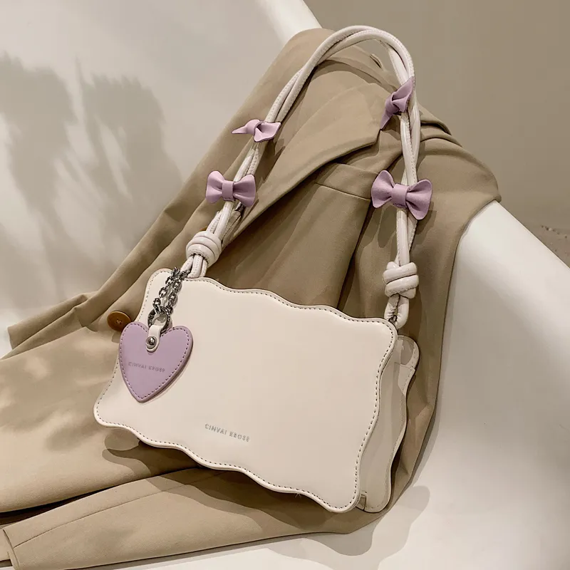 CinvaiKrose Synthetic Leather Shoulder Bag French Shoulder Bag Small Square Bag Small Size Women's Ecru/Silver-1