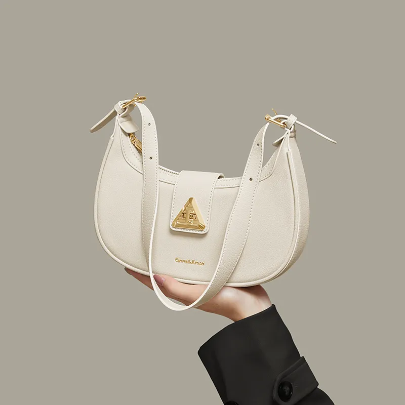 CinvaiKrose Cow Leather Crescent Bag Shoulder Bag, Crossbody Bag Crescent Shoulder Bag Trumpets Women's Multicolor-2