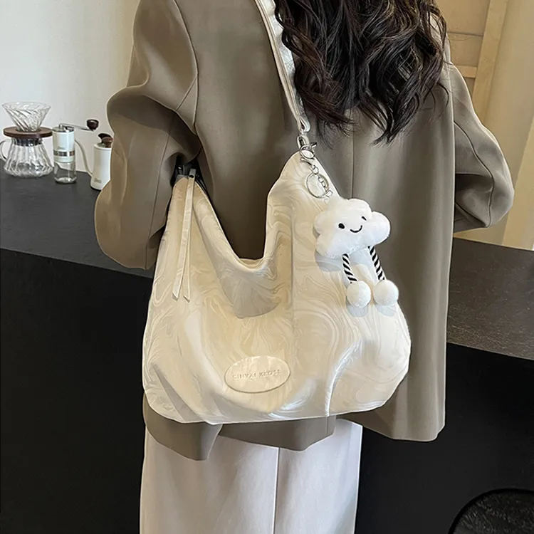 CinvaiKrose Synthetic Leather Tote Shoulder Bag Crossbody Bag Small Size Women's Ecru/Green/Black-1