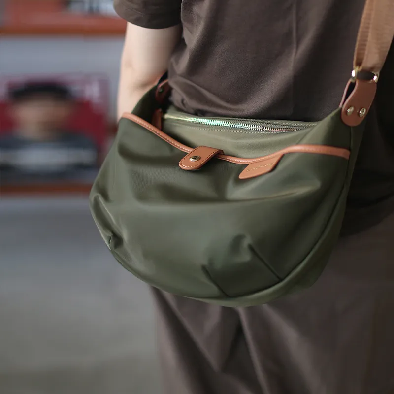 CinvaiKrose Fabric Shoulder Bag, Crossbody Bag, Oxford Dumpling Bag Medium Size Women's Green/Black-3