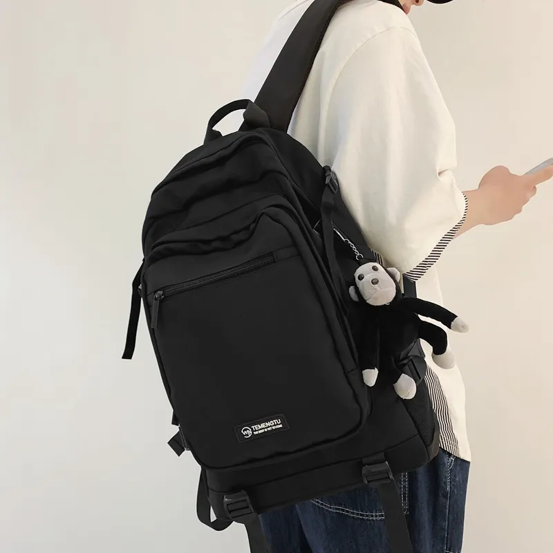 Travel Nylon Backpack Regular Unisex Black/Gray/Red/Light Purple-5