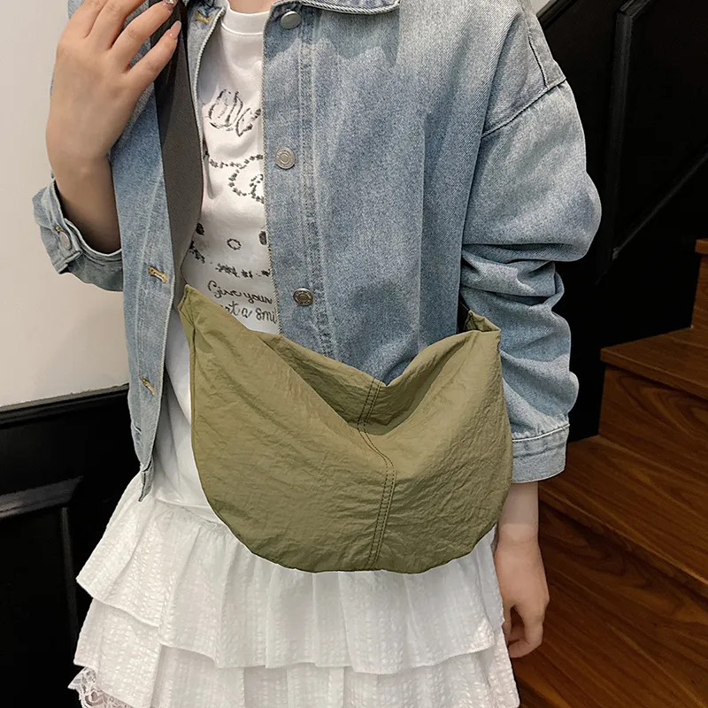 Travel Washed Cloth Crossbody Bag, Shoulder Bag Unisex Black/White/Green/Yellow/Orange-18