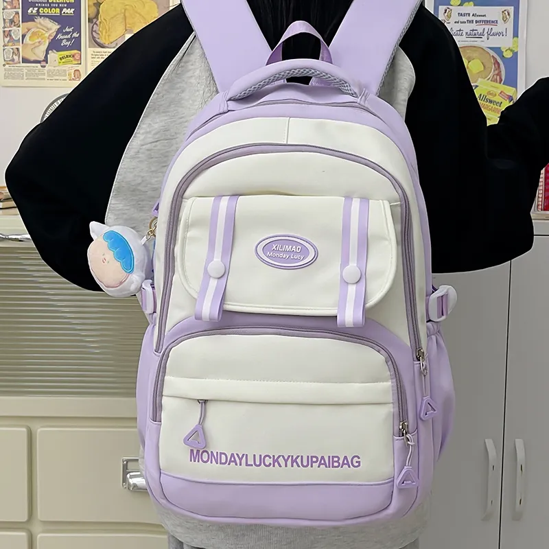Travel Nylon Backpack Unisex Red/Blue/Black/Khaki/Purple-28