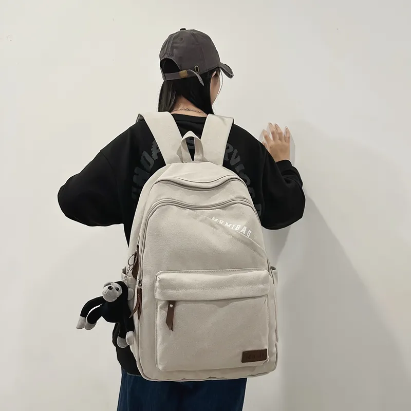 Travel Canvas Backpack Unisex Black/Green/Brown/White/Gray/Khaki-26