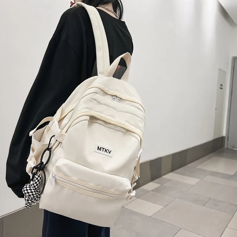 Travel Nylon Backpack Regular Unisex White/Black/Blue/Pink-4