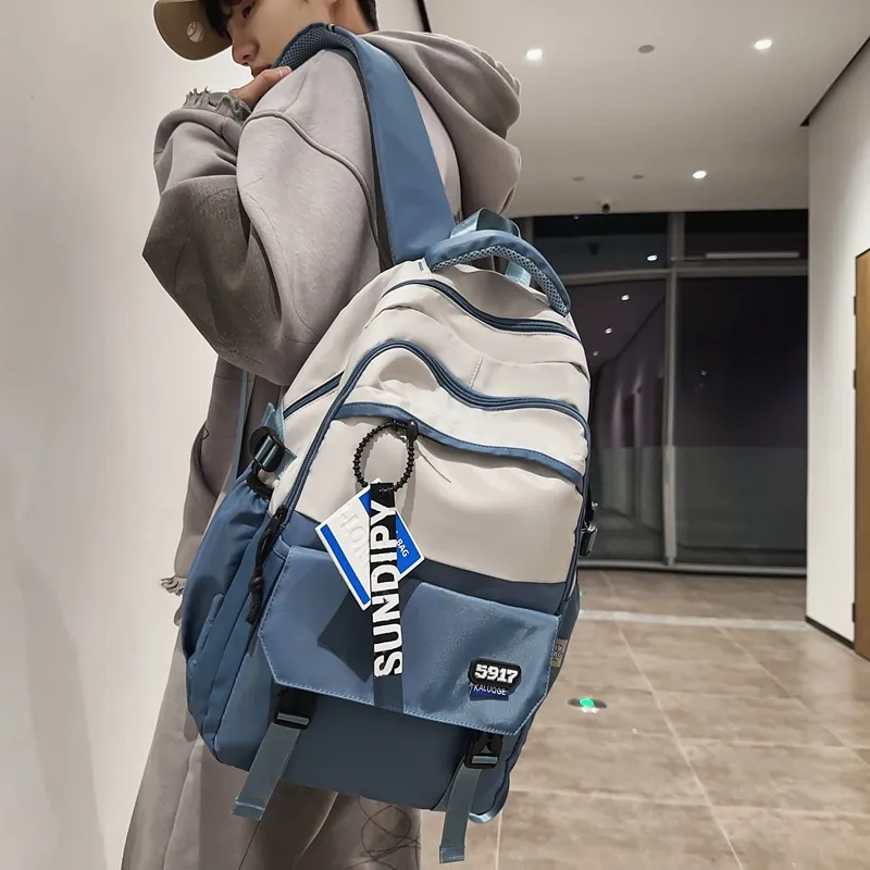 Travel Nylon Backpack Regular Unisex Pure Black/Blue/Black Coffee/Black Gray Color-12