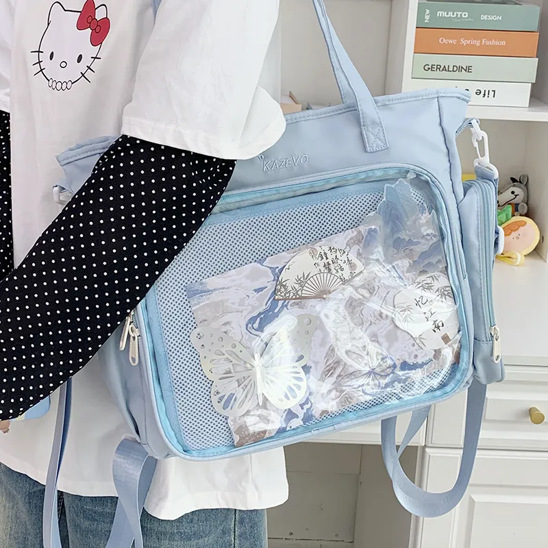 Travel Nylon Fabric One Shoulder Crossbody Backpack Handbag Women's Multicolor-9