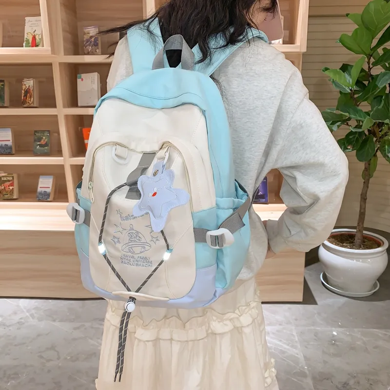 Travel Nylon Backpack Regular Unisex Blue/Yellow/Khaki-3