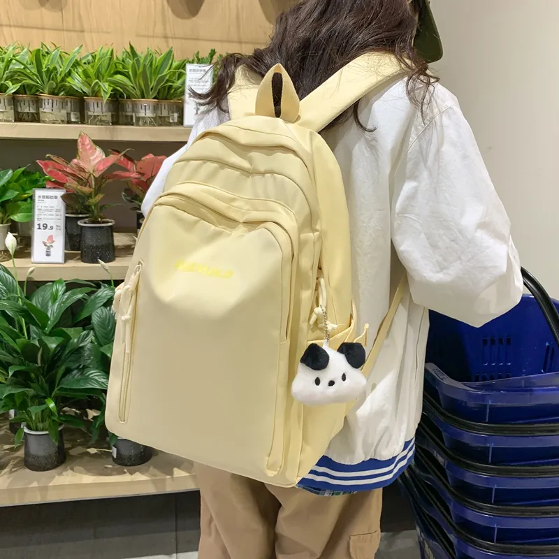 Travel Nylon Backpack Regular Unisex Black/White/Yellow/Pink/Blue-22