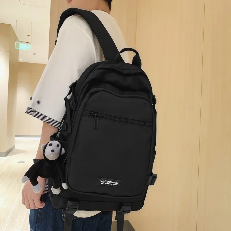 Travel Nylon Backpack Regular Unisex Black/Gray/Red/Light Purple-7