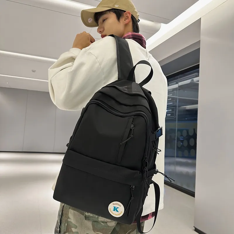 Travel Nylon Backpack Regular Unisex Black/Gray/Yellow-3